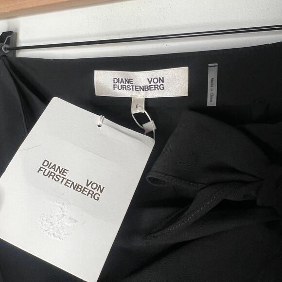 Diane von Furstenberg DVF Black Wool Side Knot Wrap Skirt Size 6 - Picture 4 of 8